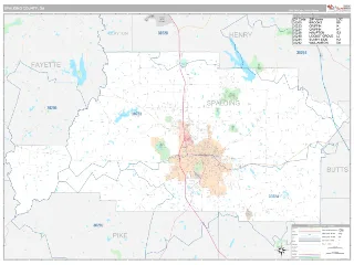 Spalding County, GA Classic style ZIP Code wall map