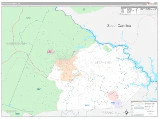 Stephens County, GA Classic style ZIP Code wall map