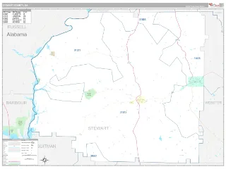 Stewart County, GA Classic style ZIP Code wall map
