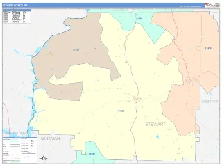 Stewart County, GA ColorCast style ZIP Code wall map
