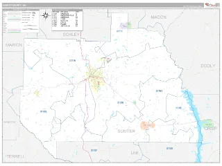 Sumter County, GA Classic style ZIP Code wall map