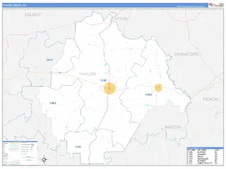 Taylor County, GA Business Reference style ZIP Code wall map