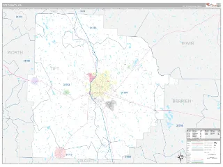 Tift County, GA Classic style ZIP Code wall map