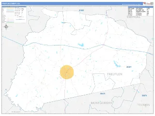 Treutlen County, GA Business Reference style ZIP Code wall map