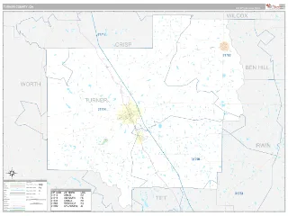 Turner County, GA Classic style ZIP Code wall map