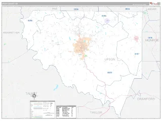 Upson County, GA Classic style ZIP Code wall map