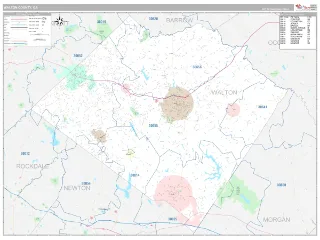 Walton County, GA Classic style ZIP Code wall map