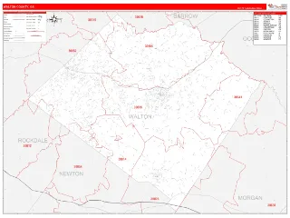 Walton County, GA RedLine style ZIP Code wall map