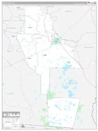 Ware County, GA Classic style ZIP Code wall map