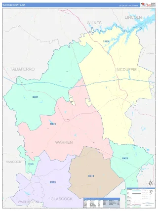 Warren County, GA ColorCast style ZIP Code wall map