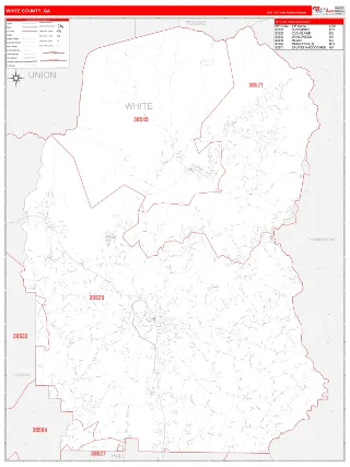 White County, GA RedLine style ZIP Code wall map