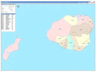 Kauai County, HI ColorCast style ZIP Code wall map