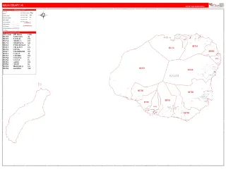 Kauai County, HI RedLine style ZIP Code wall map