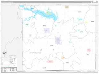 Appanoose County, IA Classic style ZIP Code wall map