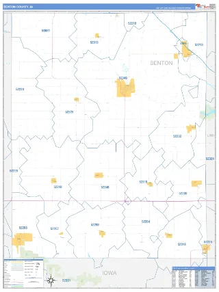Benton County, IA Business Reference style ZIP Code wall map