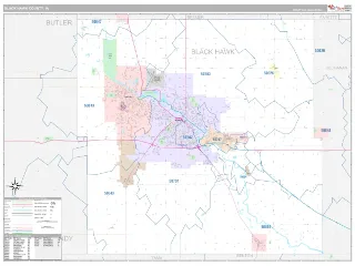Black Hawk County, IA Classic style ZIP Code wall map