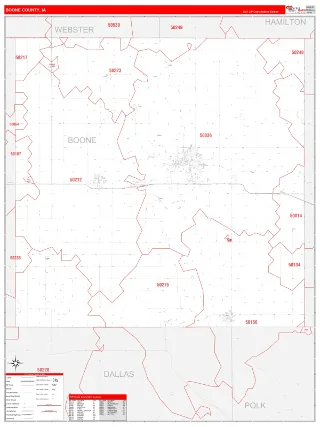 Boone County, IA RedLine style ZIP Code wall map