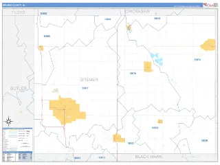 Bremer County, IA Business Reference style ZIP Code wall map