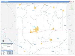 Buchanan County, IA Business Reference style ZIP Code wall map