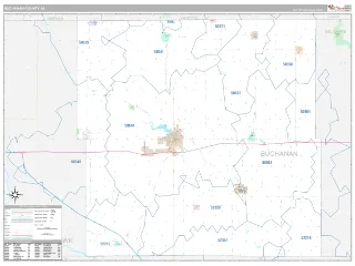 Buchanan County, IA Classic style ZIP Code wall map