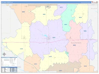 Buchanan County, IA ColorCast style ZIP Code wall map