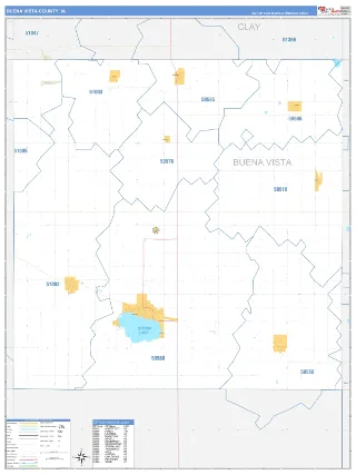 Buena Vista County, IA Business Reference style ZIP Code wall map
