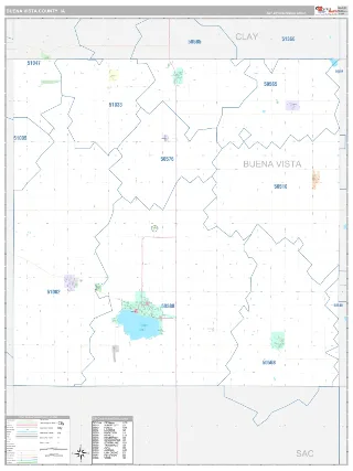 Buena Vista County, IA Classic style ZIP Code wall map