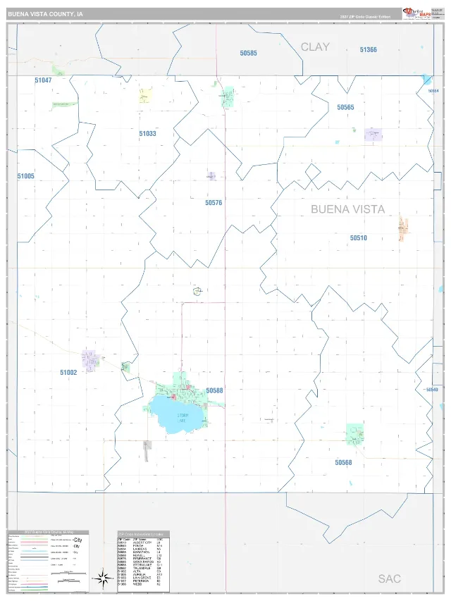 Buena Vista County, IA ZIP Code Wall Map, Classic style