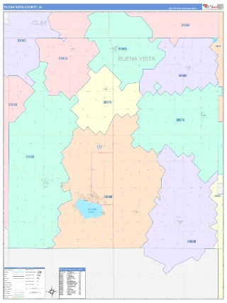 Buena Vista County, IA ColorCast style ZIP Code wall map