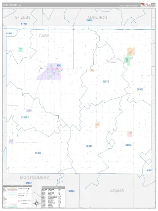 Cass County, IA Classic style ZIP Code wall map