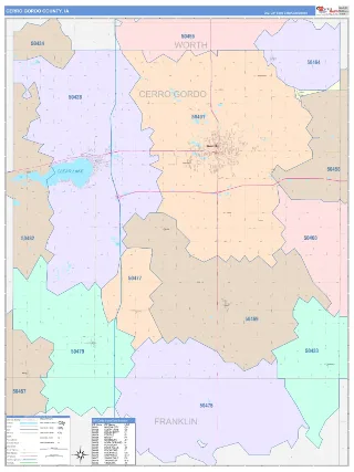 Cerro Gordo County, IA ColorCast style ZIP Code wall map