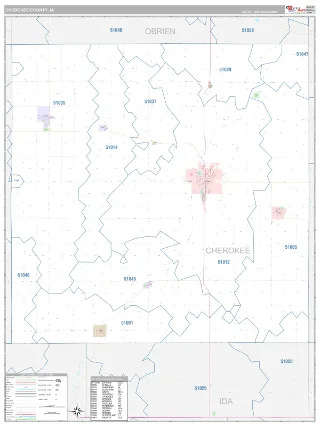 Cherokee County, IA Classic style ZIP Code wall map