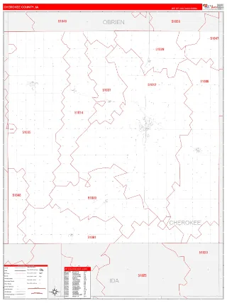 Cherokee County, IA RedLine style ZIP Code wall map