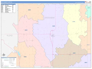 Chickasaw County, IA ColorCast style ZIP Code wall map