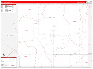 Chickasaw County, IA RedLine style ZIP Code wall map