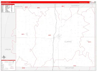 Clarke County, IA RedLine style ZIP Code wall map