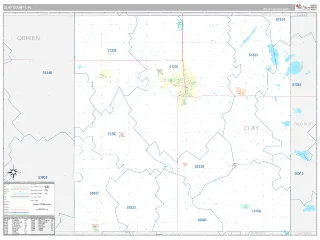 Clay County, IA Classic style ZIP Code wall map