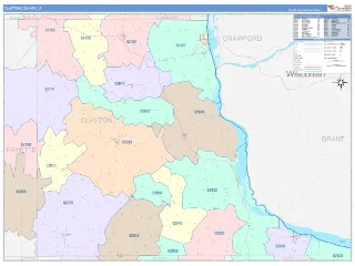 Clayton County, IA ColorCast style ZIP Code wall map