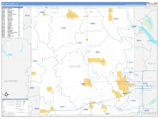 Dallas County, IA Business Reference style ZIP Code wall map