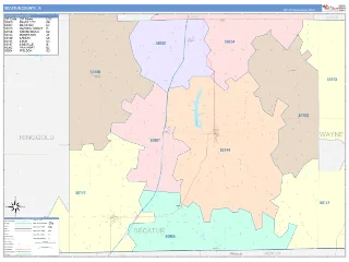 Decatur County, IA ColorCast style ZIP Code wall map