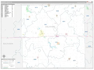 Delaware County, IA Classic style ZIP Code wall map