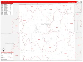 Delaware County, IA RedLine style ZIP Code wall map