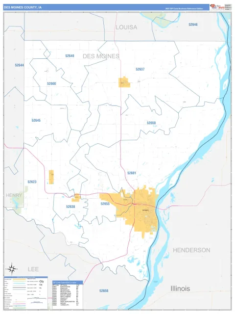 Des Moines County, IA map
