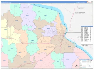 Dubuque County, IA ColorCast style ZIP Code wall map