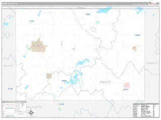 Emmet County, IA Classic style ZIP Code wall map