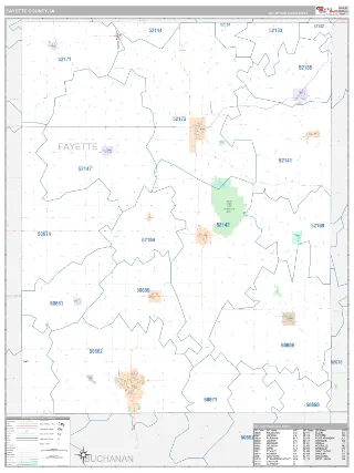 Fayette County, IA Classic style ZIP Code wall map