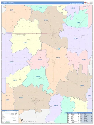 Fayette County, IA ColorCast style ZIP Code wall map