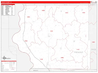 Fremont County, IA RedLine style ZIP Code wall map