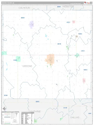 Greene County, IA Classic style ZIP Code wall map