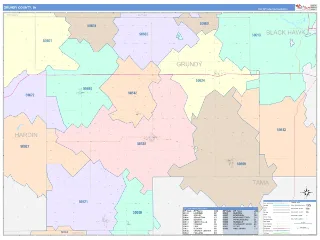 Grundy County, IA ColorCast style ZIP Code wall map
